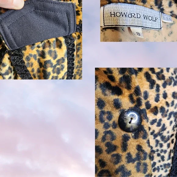 Rare Vtg 80s Howard Wolf Cheetah Leopard Print Brown Black Boho Western Jacket - Picture 7 of 7